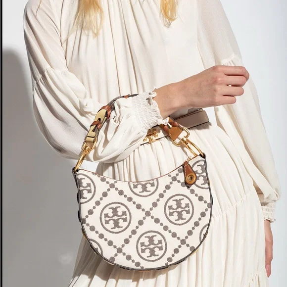 Tory Burch T Monogram Grommet Mini Crescent Crossbody Bag - Picture 13 of 13